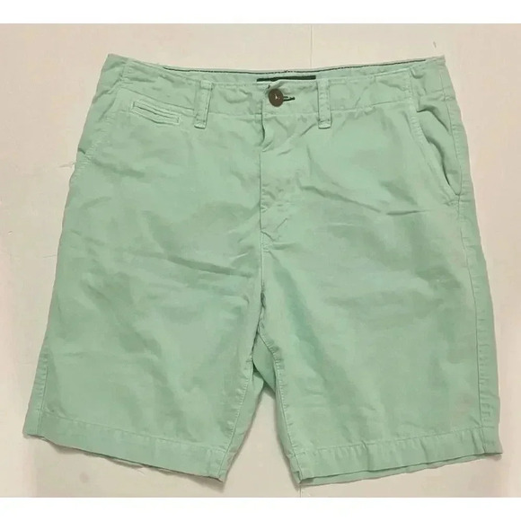 American Eagle Outfitters Mens Chino Shorts Size 33‎ Classic Mint Green Logo - Picture 1 of 9